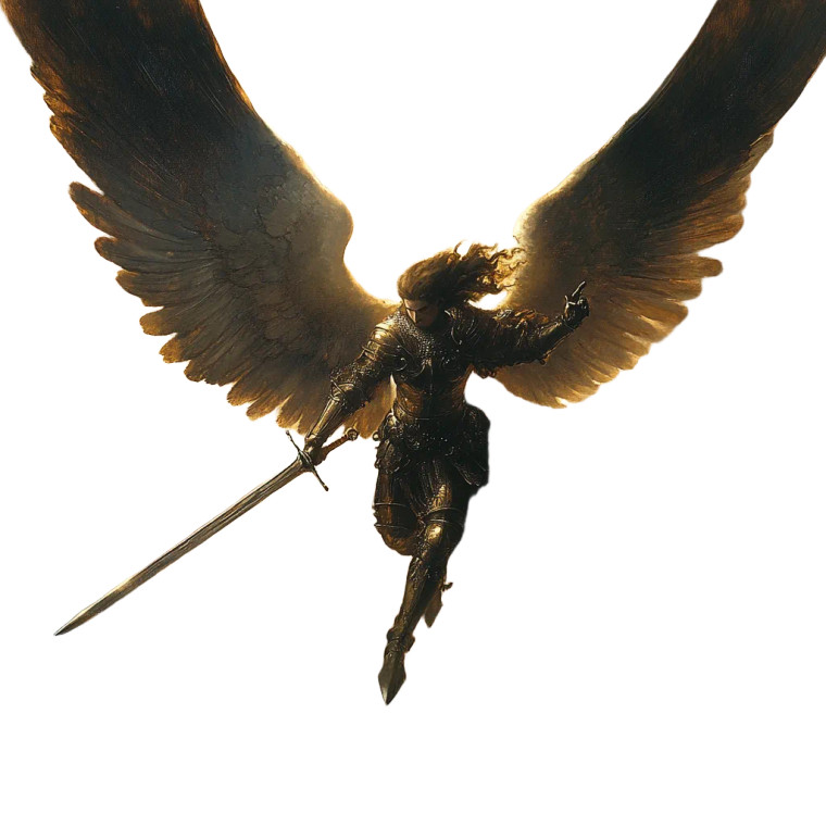 Warrior Angel Descending Vinyl Car Decal Sticker – Waterproof & UV-Resistant 8"