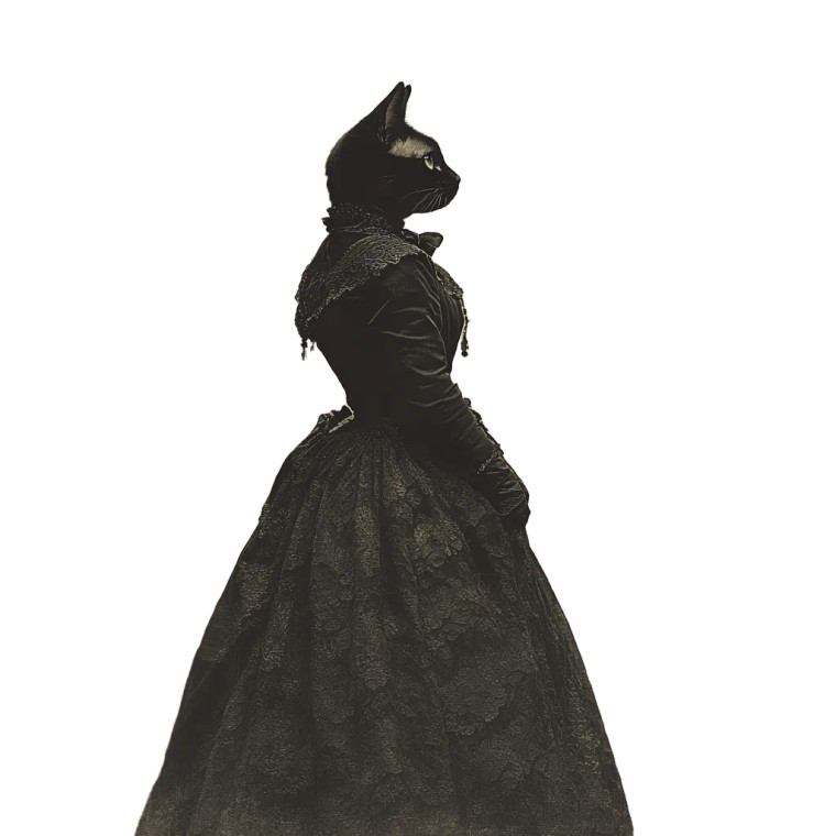 Victorian Vampire Cat Vinyl Car Decal Sticker – Waterproof & UV-Resistant 8"