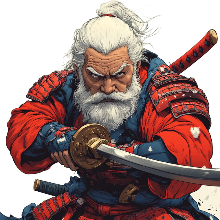 Old Samurai Cartoon Vinyl Car Decal Sticker – Waterproof & UV-Resistant 8"