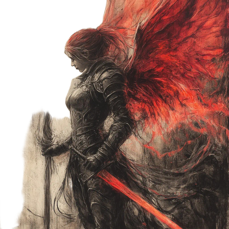 Flame-Winged Warrior Vinyl Car Decal Sticker – Waterproof & UV-Resistant 8"