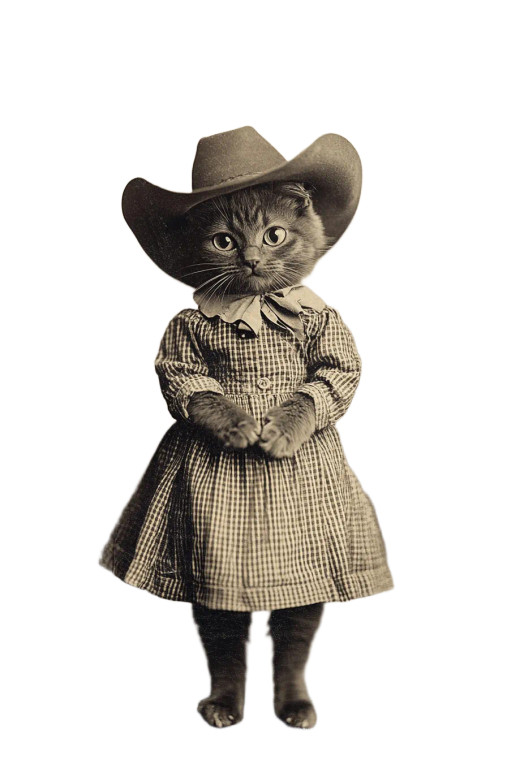 Cowgirl Cat Portrait Vinyl Car Decal Sticker – Waterproof & UV-Resistant 8"