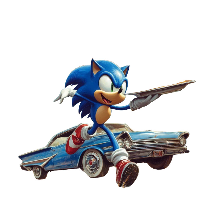 Sonic Waiter Mishap Vinyl Car Decal Sticker – Waterproof & UV-Resistant 8"
