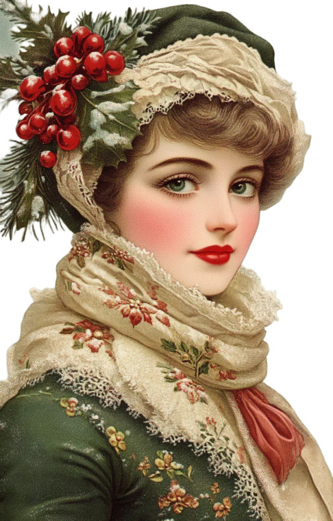 Victorian Christmas Lady V3 Vinyl Car Decal Sticker – Waterproof & UV-Resistant 8"