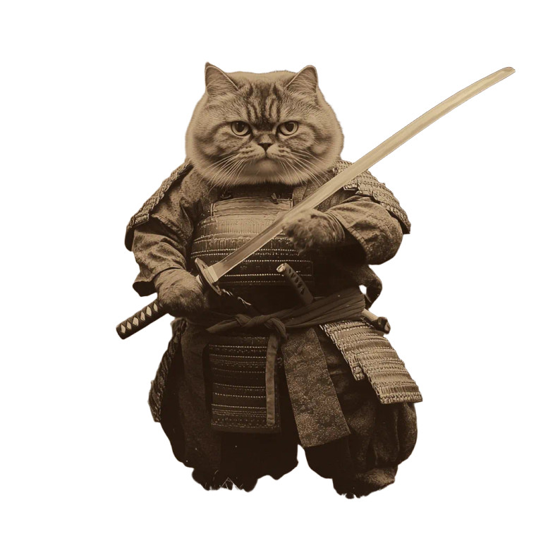 Samurai Kitten Vinyl Car Decal Sticker – Waterproof & UV-Resistant 8"