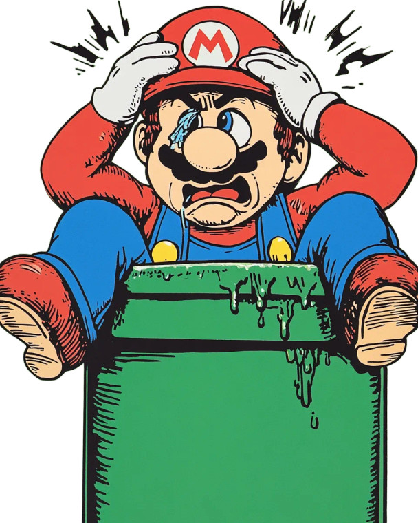 Stuck Mario Vinyl Car Decal Sticker – Waterproof & UV-Resistant 8"