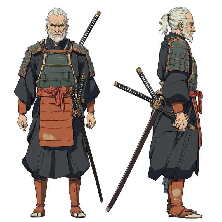 Samurai Character Design Vinyl Car Decal Sticker – Waterproof & UV-Resistant 8"