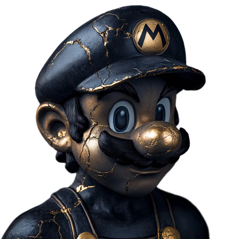 Golden Kintsugi Mario Vinyl Car Decal Sticker – Waterproof & UV-Resistant 8"