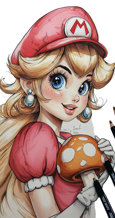 Peach With Mushroom Vinyl Car Decal Sticker – Waterproof & UV-Resistant 8"