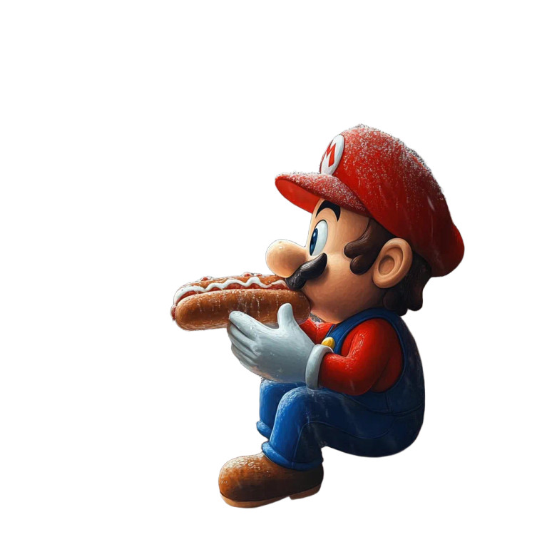 Mario Eating Hotdog Vinyl Car Decal Sticker – Waterproof & UV-Resistant 8"