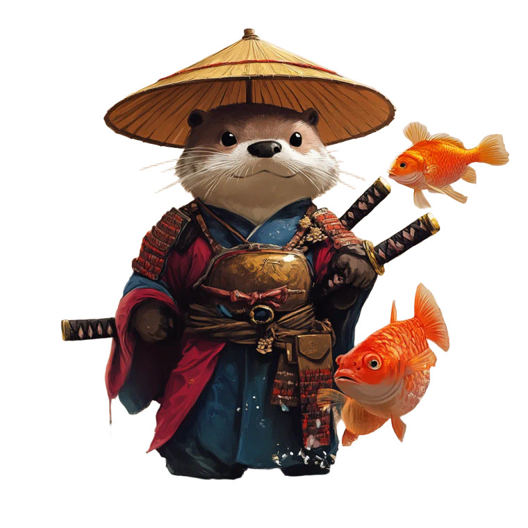 Samurai Otter Vinyl Car Decal Sticker – Waterproof & UV-Resistant 8"