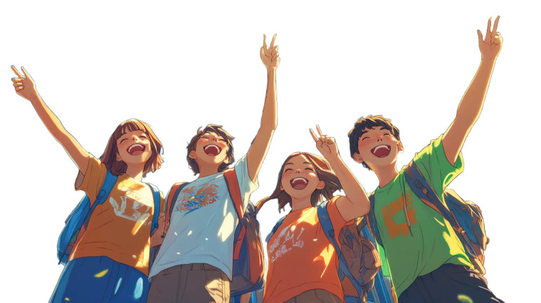 College Students Illustration Vinyl Car Decal Sticker – Waterproof & UV-Resistant 8"