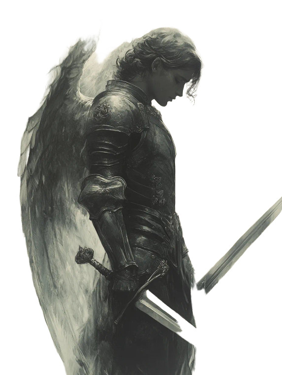 Armored Angel Drawing Vinyl Car Decal Sticker – Waterproof & UV-Resistant 8"