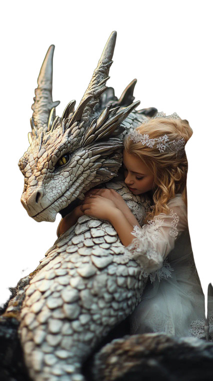 Fairy Hugging Dragon V2 Vinyl Car Decal Sticker – Waterproof & UV-Resistant 8"