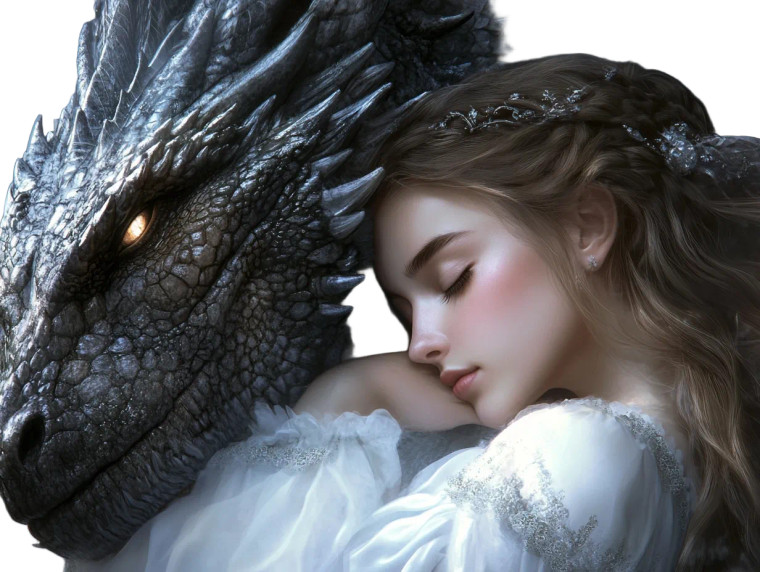 Sleeping Princess Dragon Vinyl Car Decal Sticker – Waterproof & UV-Resistant 8"