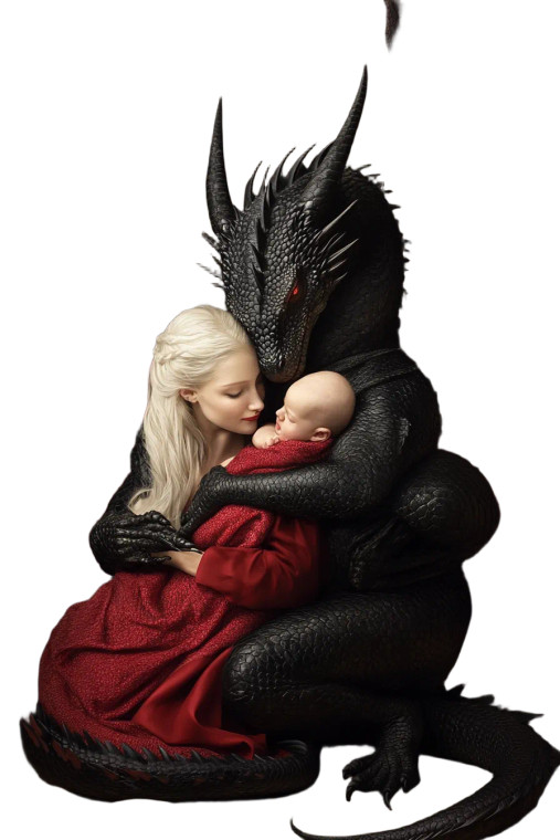 Dragon Family Cuddle Vinyl Car Decal Sticker – Waterproof & UV-Resistant 8"