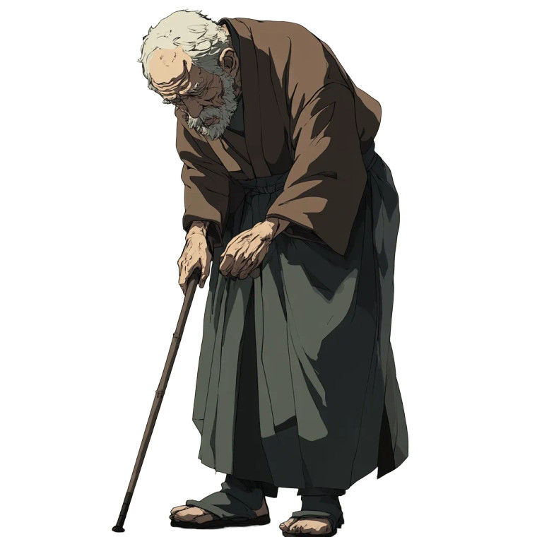Elderly Beggar Man Vinyl Car Decal Sticker – Waterproof & UV-Resistant 8"