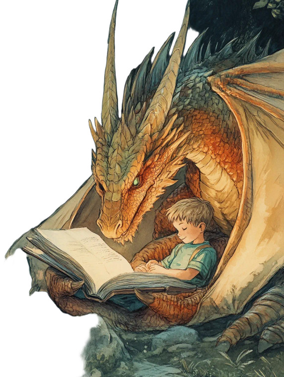 Dragon Reading Vinyl Car Decal Sticker – Waterproof & UV-Resistant 8"