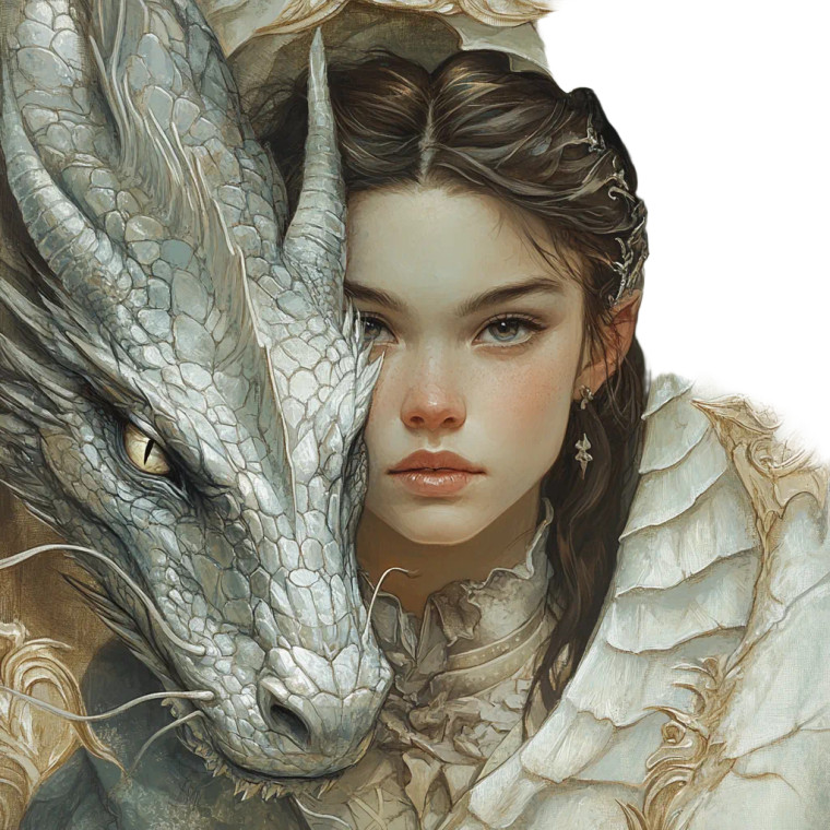 Silver Dragon Maiden Vinyl Car Decal Sticker – Waterproof & UV-Resistant 8"