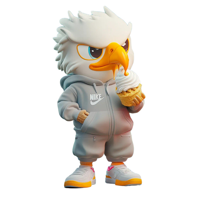 Cartoon Eagle In Tracksuit Vinyl Car Decal Sticker – Waterproof & UV-Resistant 8"