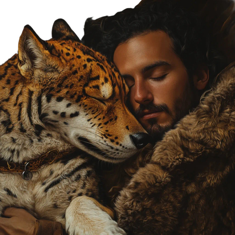 Sleeping Man With Dog Vinyl Car Decal Sticker – Waterproof & UV-Resistant 8"