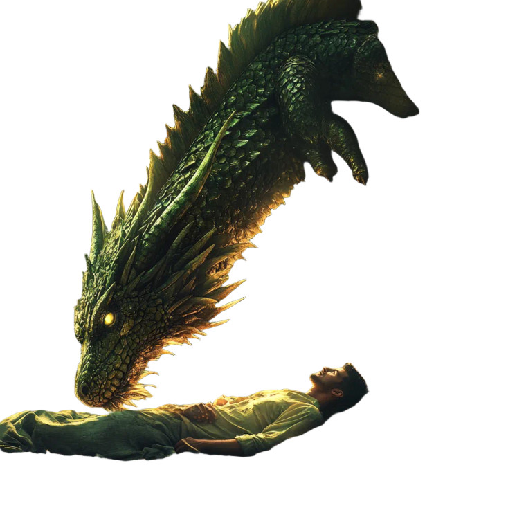 Dragon Protects Men Vinyl Car Decal Sticker – Waterproof & UV-Resistant 8"