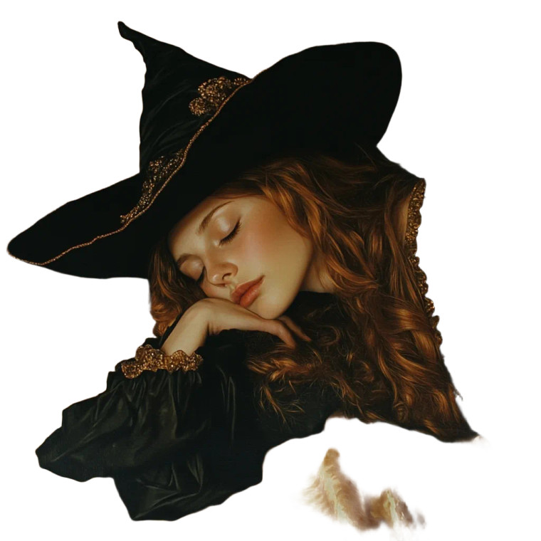 Sleeping Golden Witch Vinyl Car Decal Sticker – Waterproof & UV-Resistant 8"