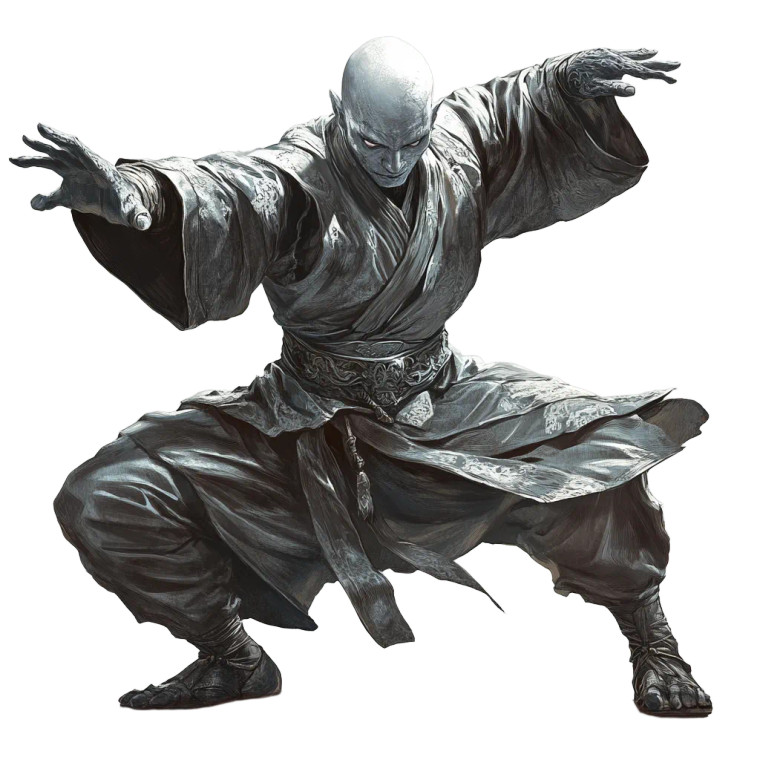 Silver Dragon Monk Vinyl Car Decal Sticker – Waterproof & UV-Resistant 8"