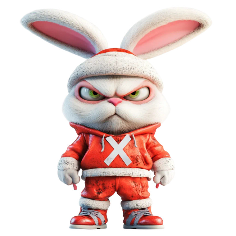 Angry Bunny Santa Vinyl Car Decal Sticker – Waterproof & UV-Resistant 8"