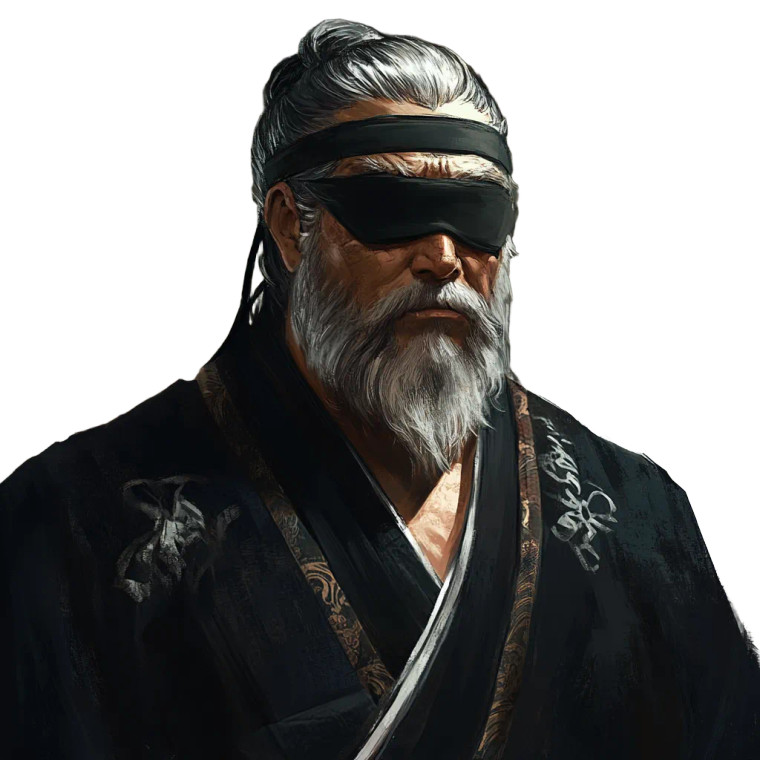 Blindfolded Samurai Vinyl Car Decal Sticker – Waterproof & UV-Resistant 8"