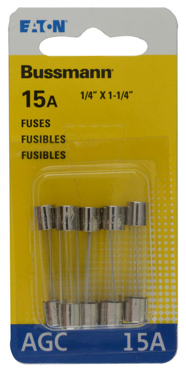 Protect Power Systems with 15 Amp AGC Glass Tube Fuse | Pack of 5 Fuses