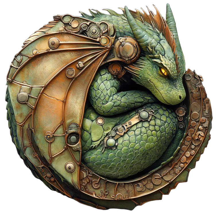 Mechanical Copper Dragon Vinyl Car Decal Sticker – Waterproof & UV-Resistant 8"