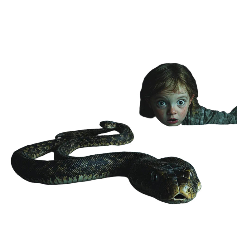 Scared Child And Snakes Vinyl Car Decal Sticker – Waterproof & UV-Resistant 8"