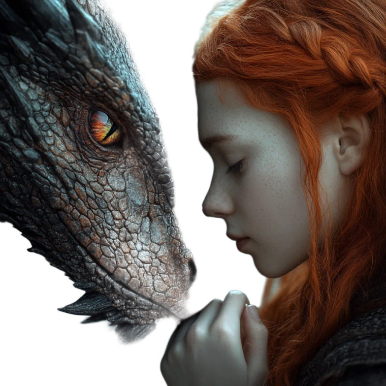 Red-Haired Girl & Dragon Vinyl Car Decal Sticker – Waterproof & UV-Resistant 8"