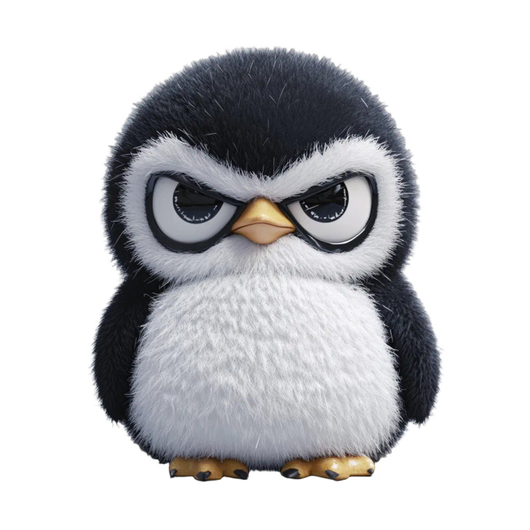 Angry Penguin Plush Vinyl Car Decal Sticker – Waterproof & UV-Resistant 8"