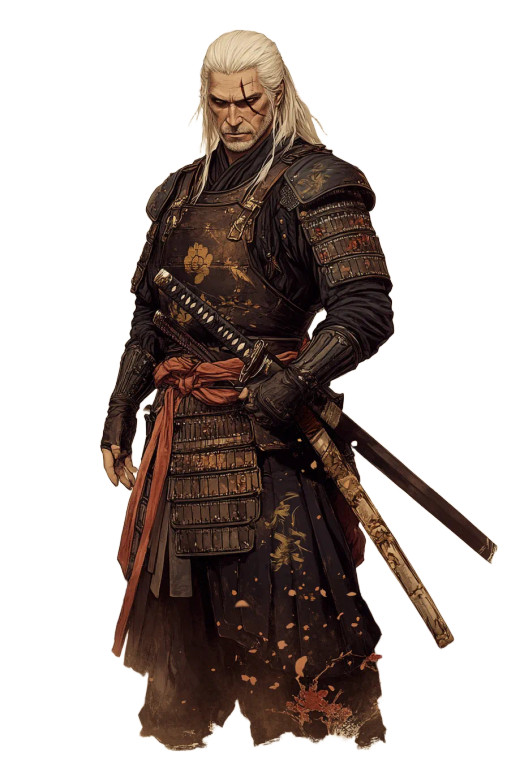 Samurai Geralt Vinyl Car Decal Sticker – Waterproof & UV-Resistant 8"