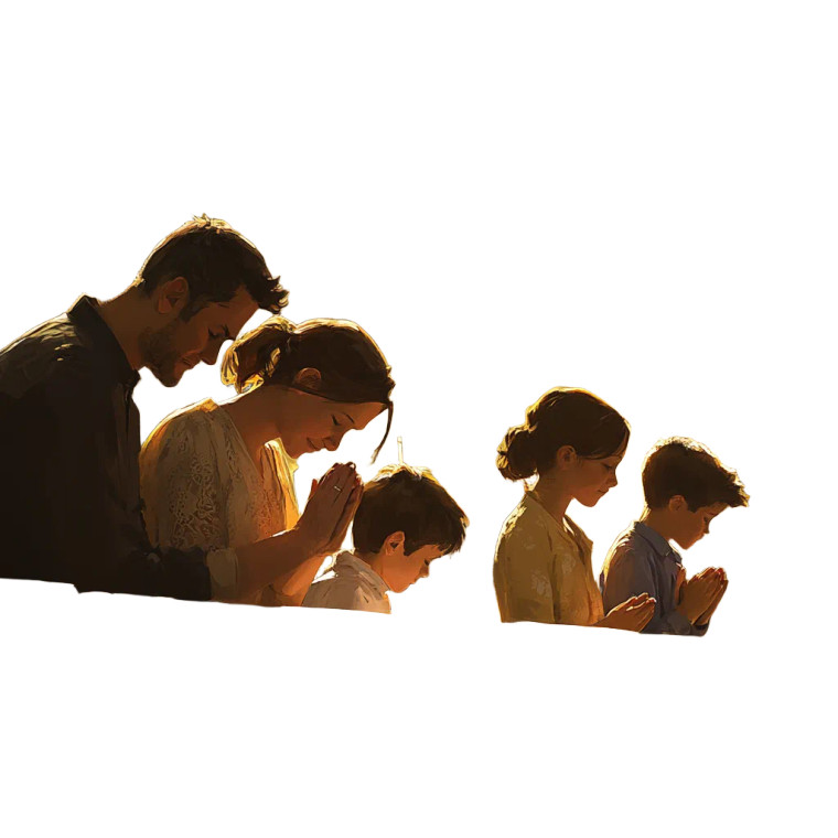 Family In Prayer Vinyl Car Decal Sticker – Waterproof & UV-Resistant 8"