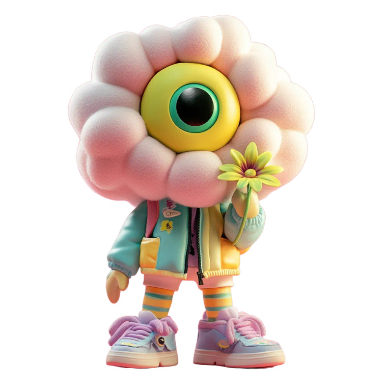 Flower-Head Monster Toy Vinyl Car Decal Sticker – Waterproof & UV-Resistant 8"