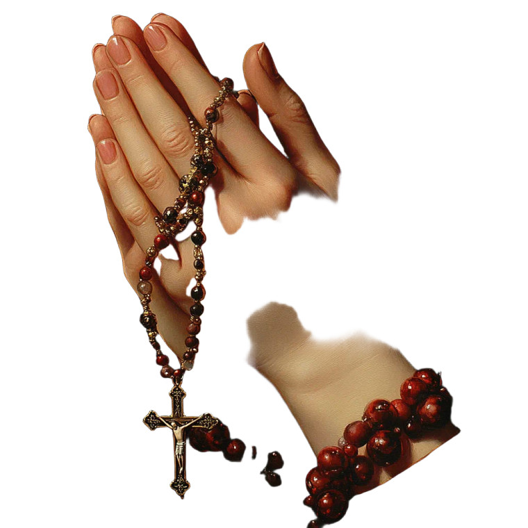 Praying Hands Rosary V3 Vinyl Car Decal Sticker – Waterproof & UV-Resistant 8"
