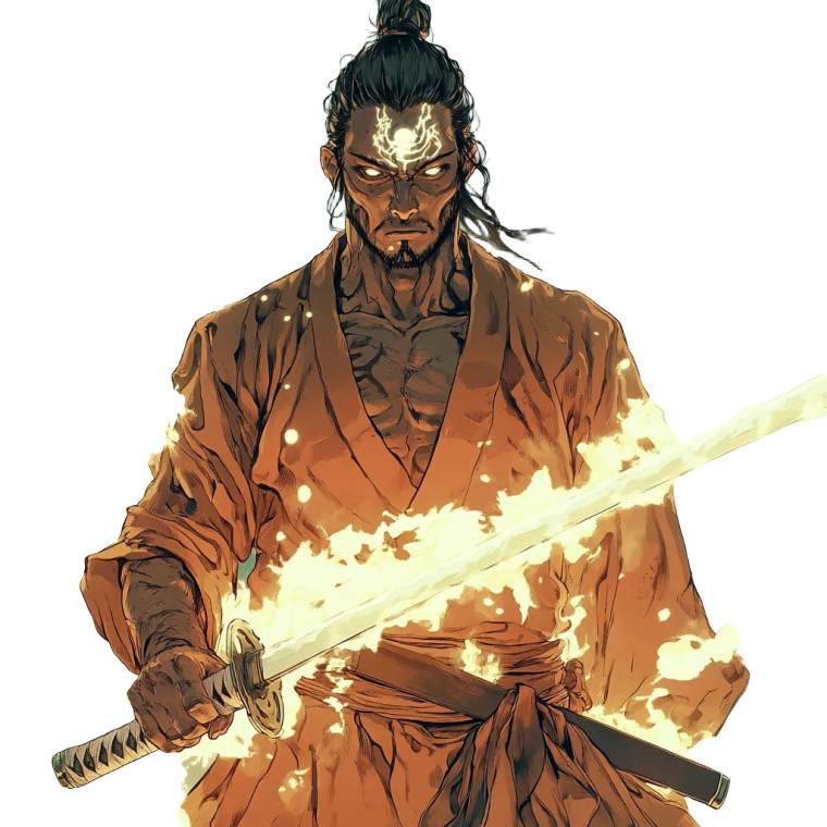Flame-Wielding Warrior Vinyl Car Decal Sticker – Waterproof & UV-Resistant 8"