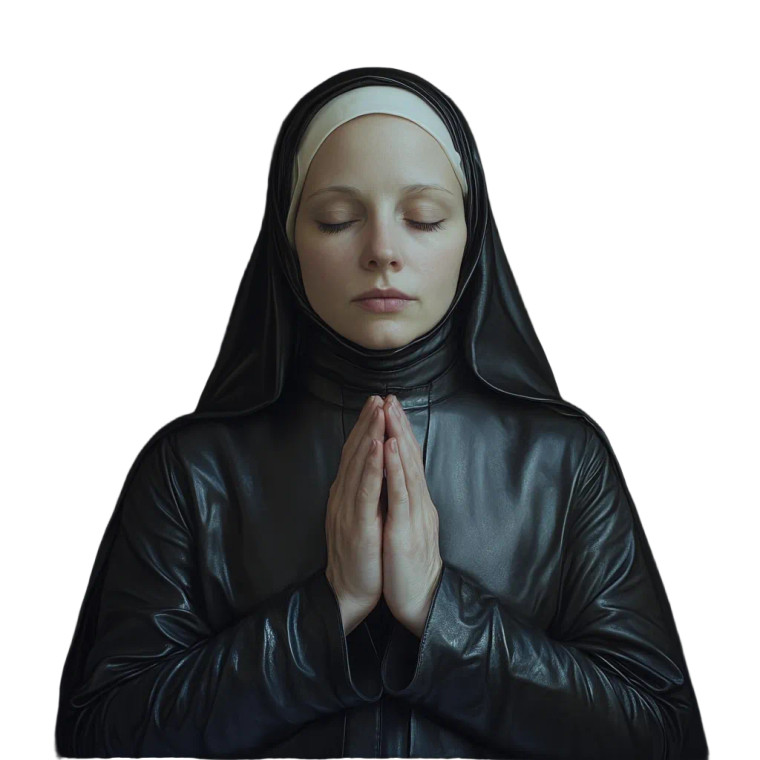 Leather Habit Nun Vinyl Car Decal Sticker – Waterproof & UV-Resistant 8"