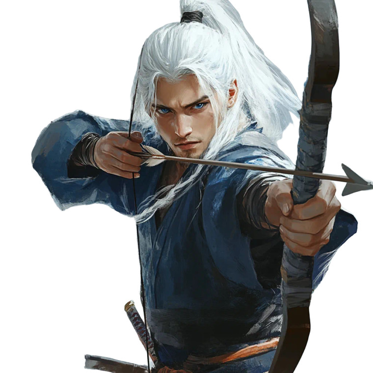White-Haired Ronin Archer Vinyl Car Decal Sticker – Waterproof & UV-Resistant 8"