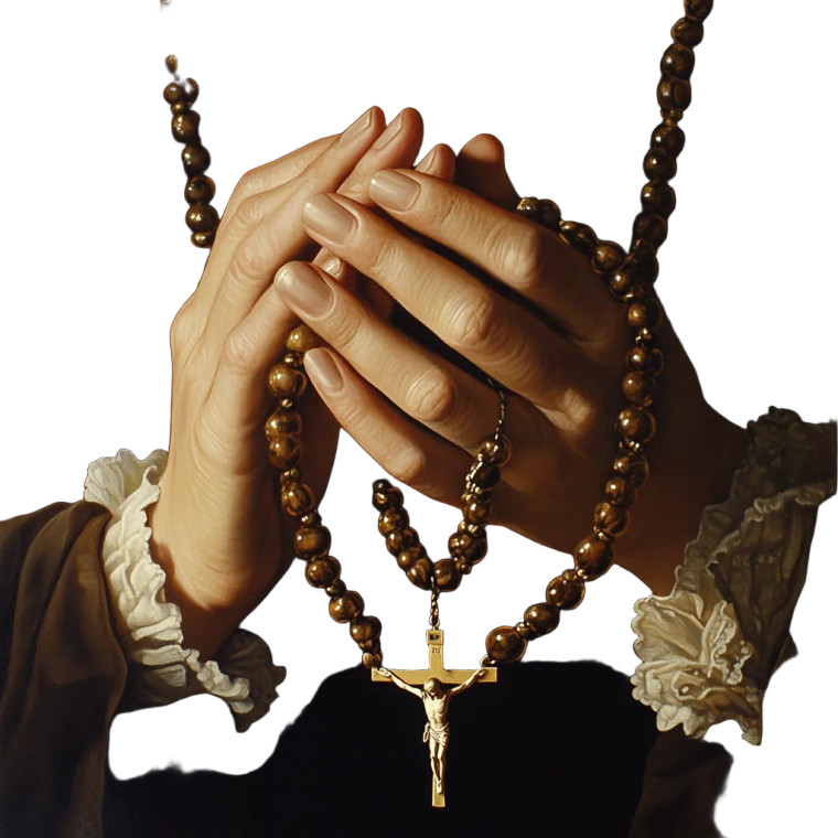 Praying Hands Rosary V4 Vinyl Car Decal Sticker – Waterproof & UV-Resistant 8"