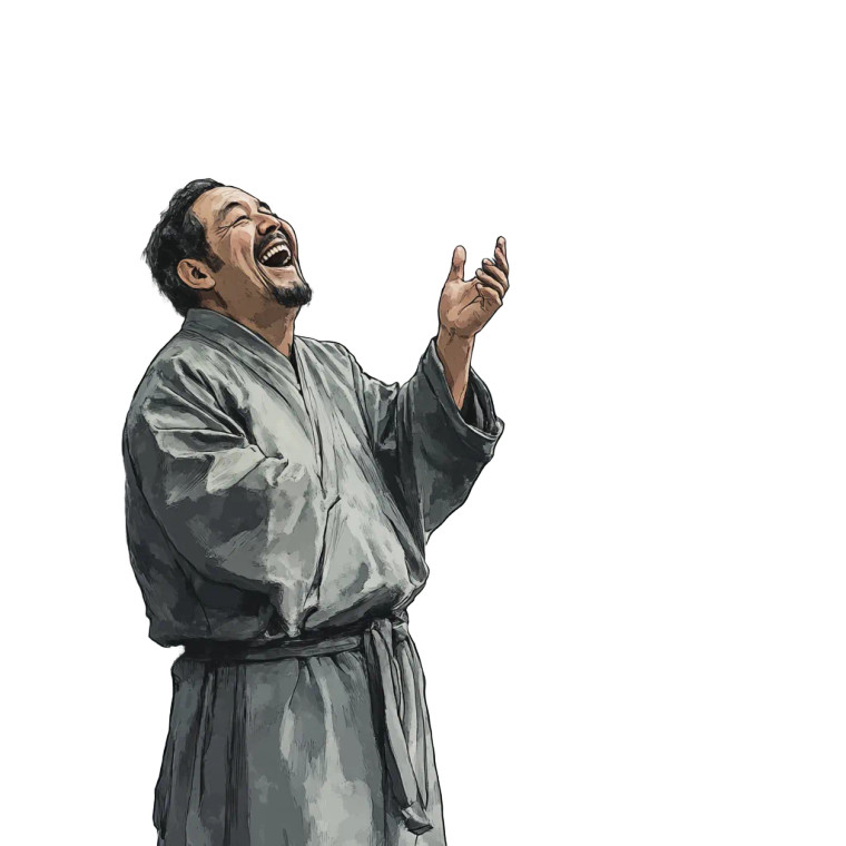 Laughing Man Illustration Vinyl Car Decal Sticker – Waterproof & UV-Resistant 8"