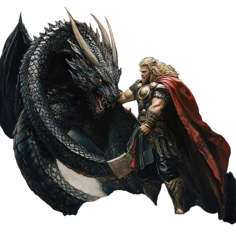 Thor And Dragon Vinyl Car Decal Sticker – Waterproof & UV-Resistant 8"