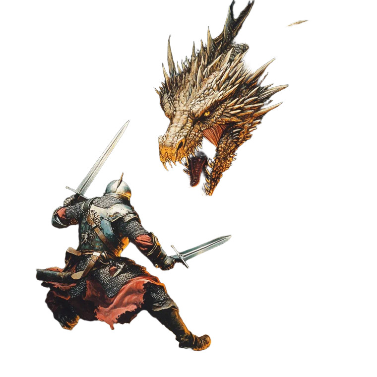 Knight Fights Dragon Vinyl Car Decal Sticker – Waterproof & UV-Resistant 8"