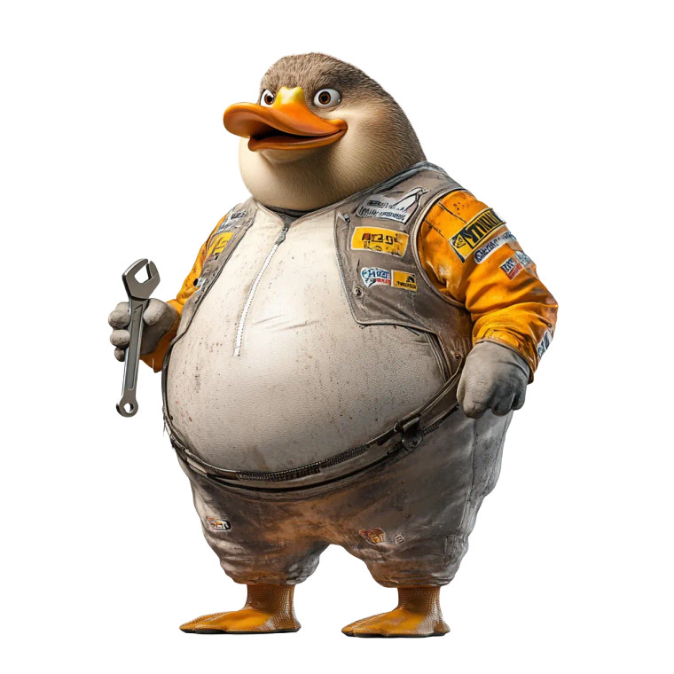 Overweight Mechanic Duck Vinyl Car Decal Sticker – Waterproof & UV-Resistant 8"