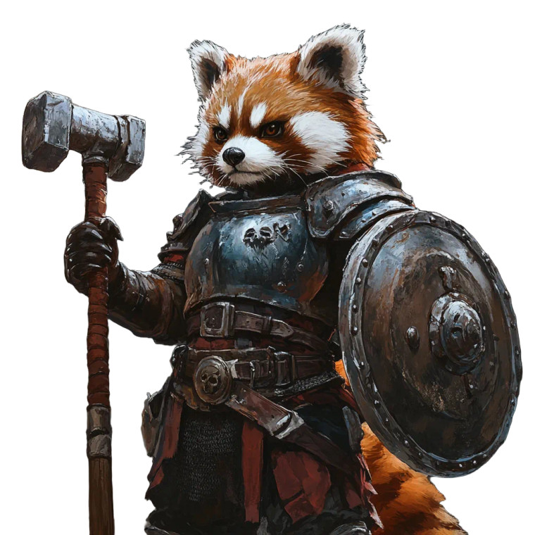 Red Panda Paladin Vinyl Car Decal Sticker – Waterproof & UV-Resistant 8"