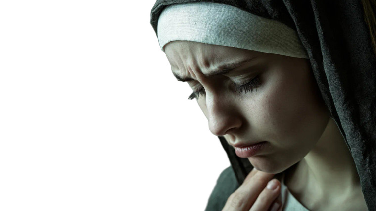 Crying Medieval Nun Vinyl Car Decal Sticker – Waterproof & UV-Resistant 8"