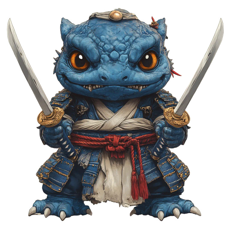 Blue Samurai Creature Vinyl Car Decal Sticker – Waterproof & UV-Resistant 8"