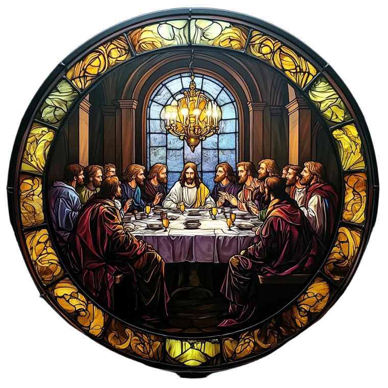 Stained Glass Last Supper Vinyl Car Decal Sticker – Waterproof & UV-Resistant 8"